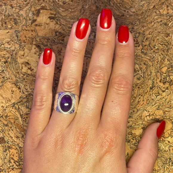 [BRAND NEW] Handmade .925 Sterling Silver Women’s Amethyst Ring Size 8 - Picture 3 of 11